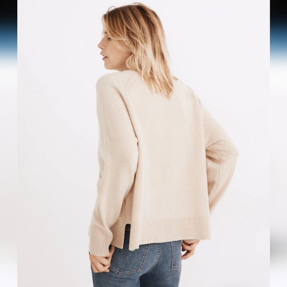 MADEWELL (Re)sourced Cashmere Crewneck Sweater In Heathered Beige. XS - Picture 2 of 15